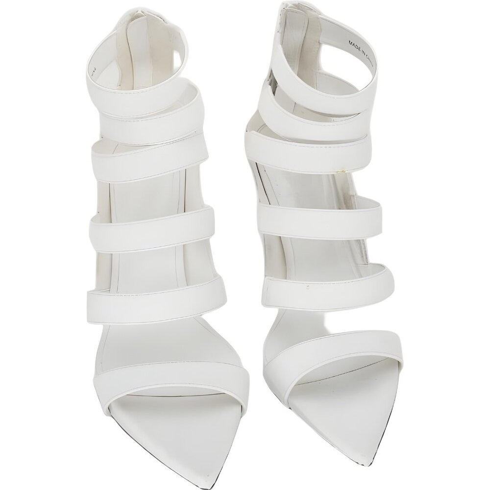 AAJ by Aminah Natalya strappy pointed-toe dress heels white US 7M